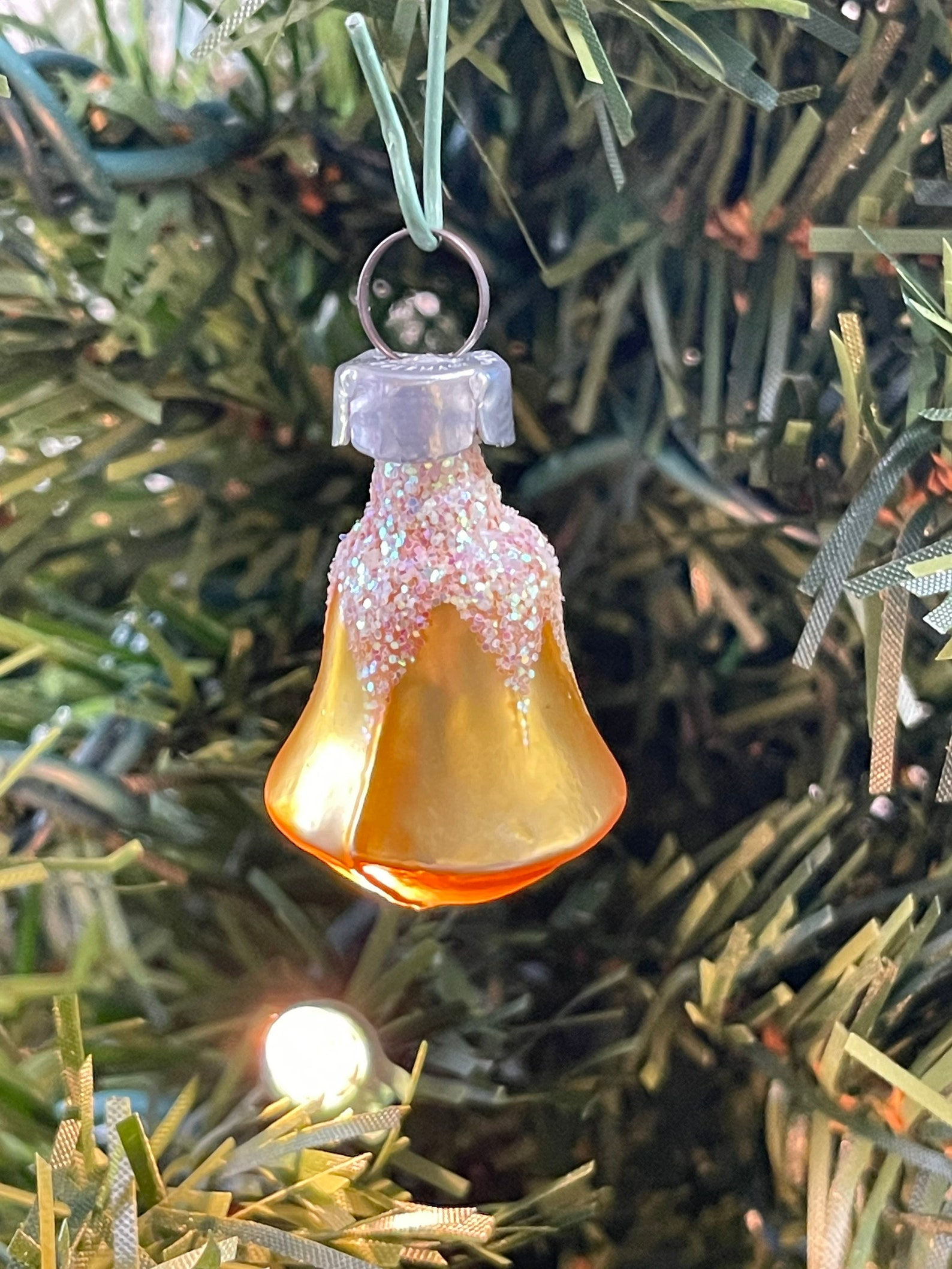 Miniature Gold Bell Form Glass Ornament