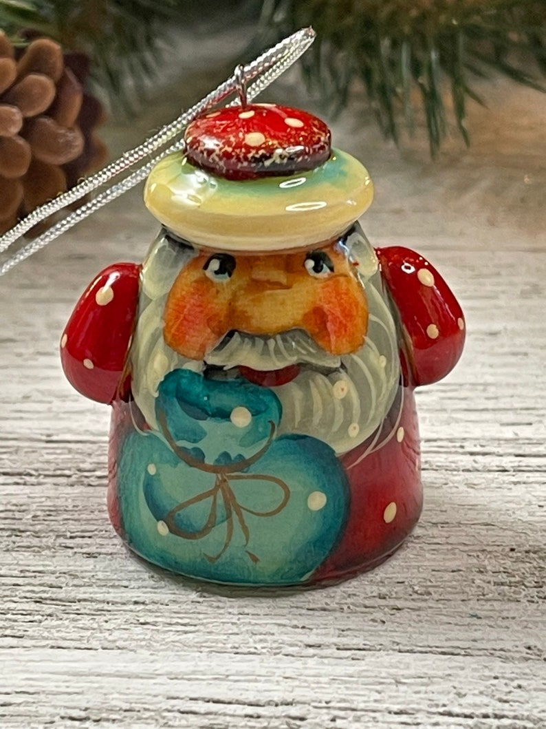 Thumbnail: Russian Santa Hand Painted Wood Ornament