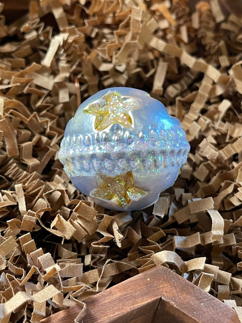 Thumbnail: Miniature Two-Sided Indent Silver and Gold Star Kugel