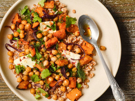 Roasted Butternut Squash and Chickpeas with Hot Honey