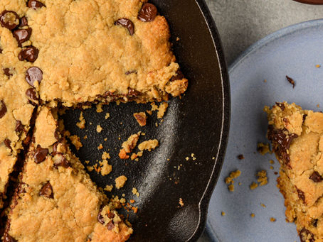 Gooey Skillet Tahini Chocolate Chip Cookie
