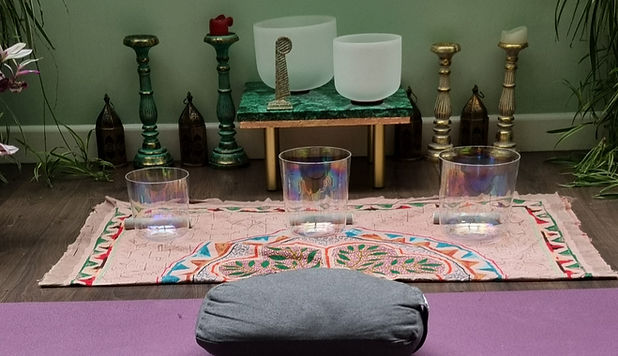 Mediation cushion and singing bowls for ADHD workshop