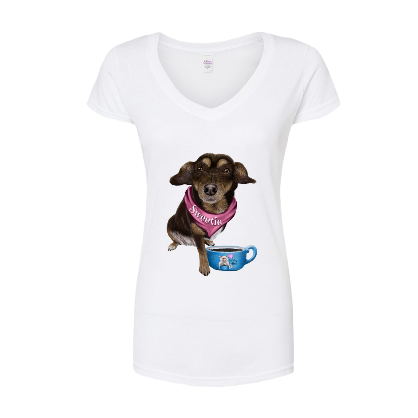 V Neck Women's Tshirts - Sweetie - White