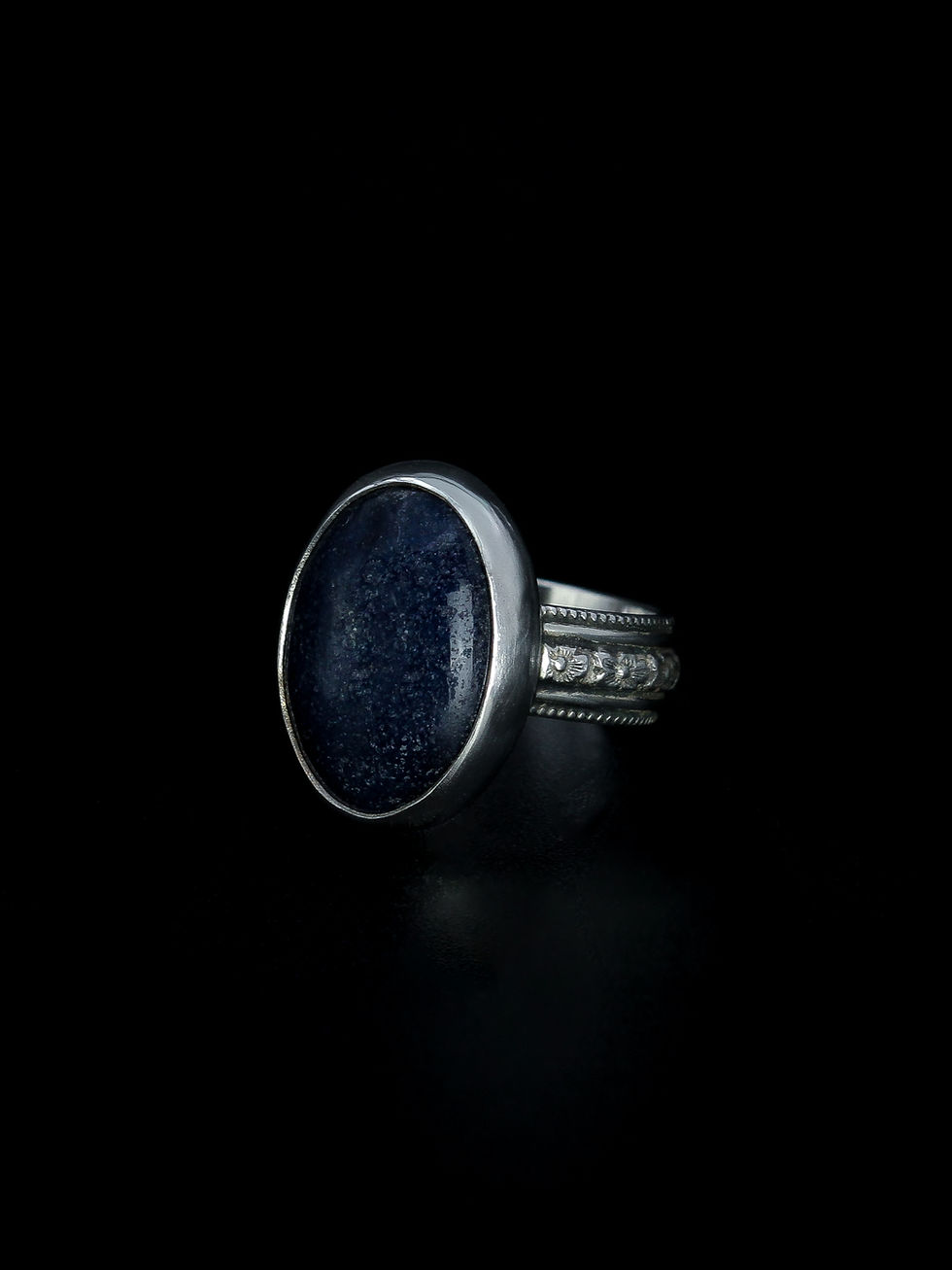 blue aventurine stone set in sterling silver ring