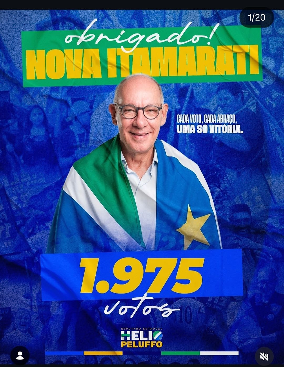 Helio Peluffo agradece votação de 1.975 eleitores em Nova Itamarati