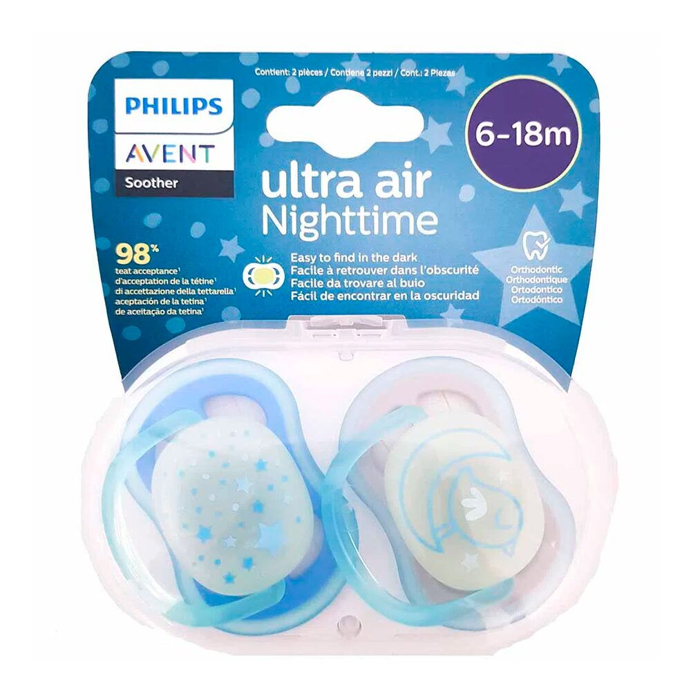 Avent Chupete Ultra Air Night Deco Nene 6-18m x 2 unid