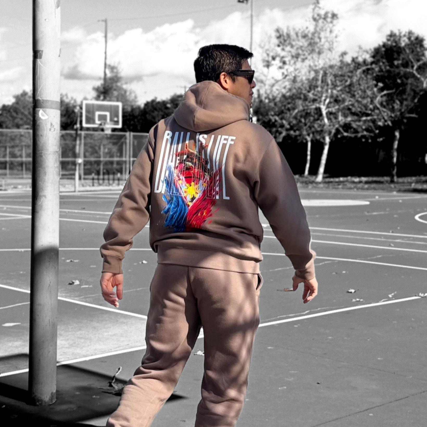 "Ball is Life" Hoodie in Desert Taupe