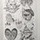 Thumbnail: Cute Lucky Cats print A5 B&W