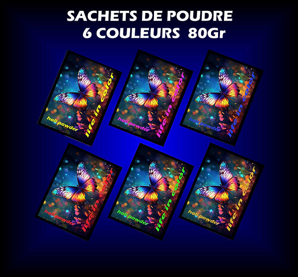 SACHETS DE POUDRE HOLI 80 GR