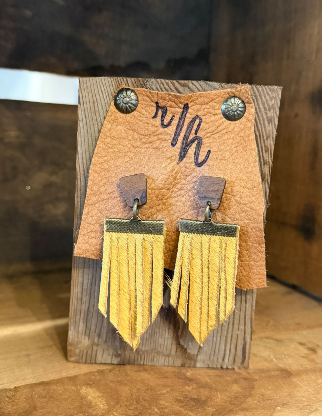 Hair On Leather Fringe with Bronze Accents