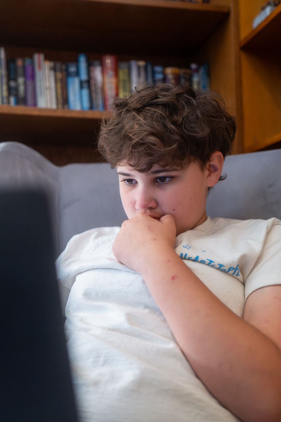 Middle school student on computer