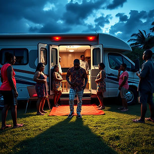 An artist leaving an RV backstage - black people please! Its for an RV business in Jamai