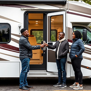 new owener standing in front of RV being handed keys to a luxury RV.jpg