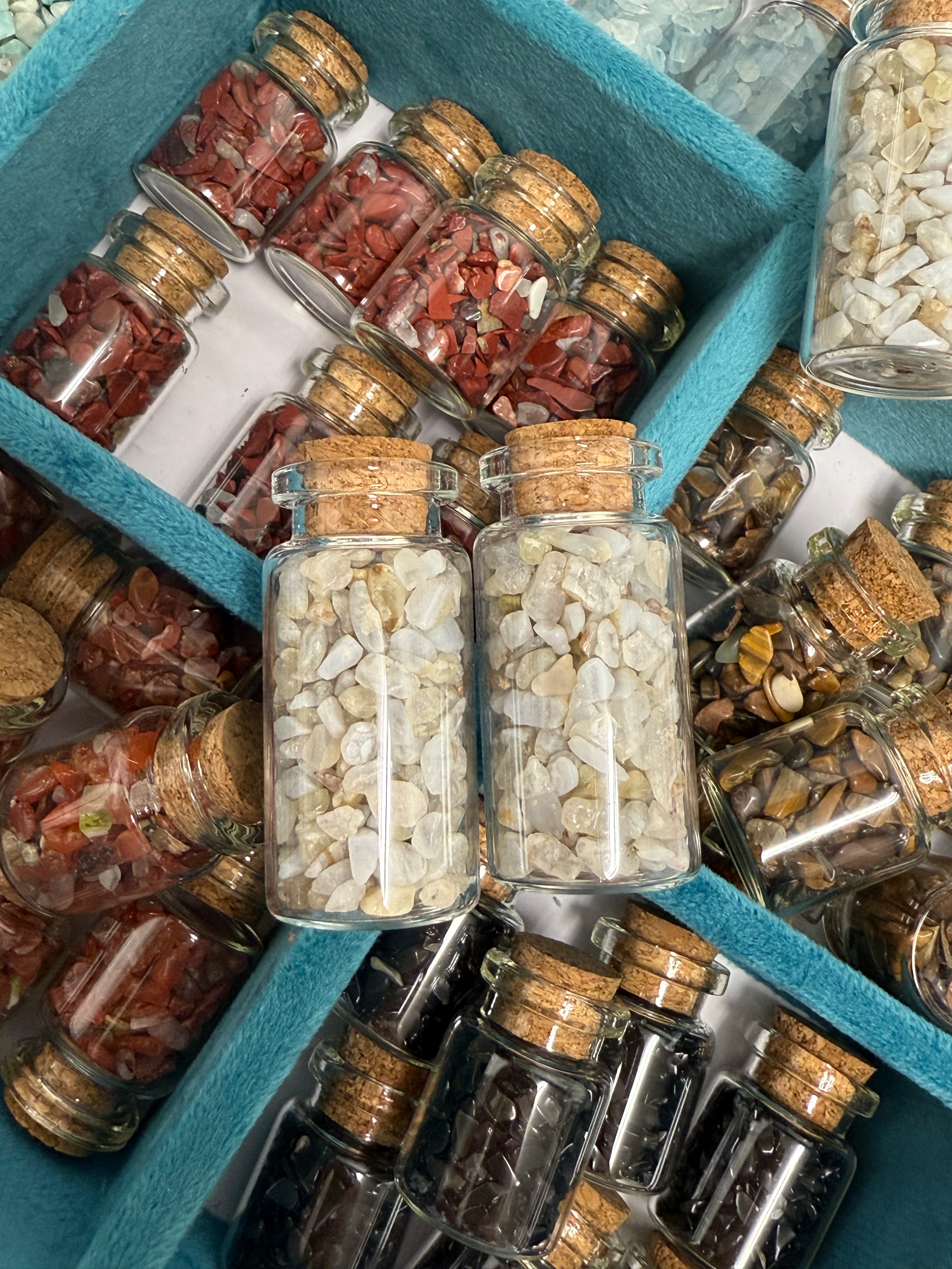 Rough blue lace agate crystal chip bottle