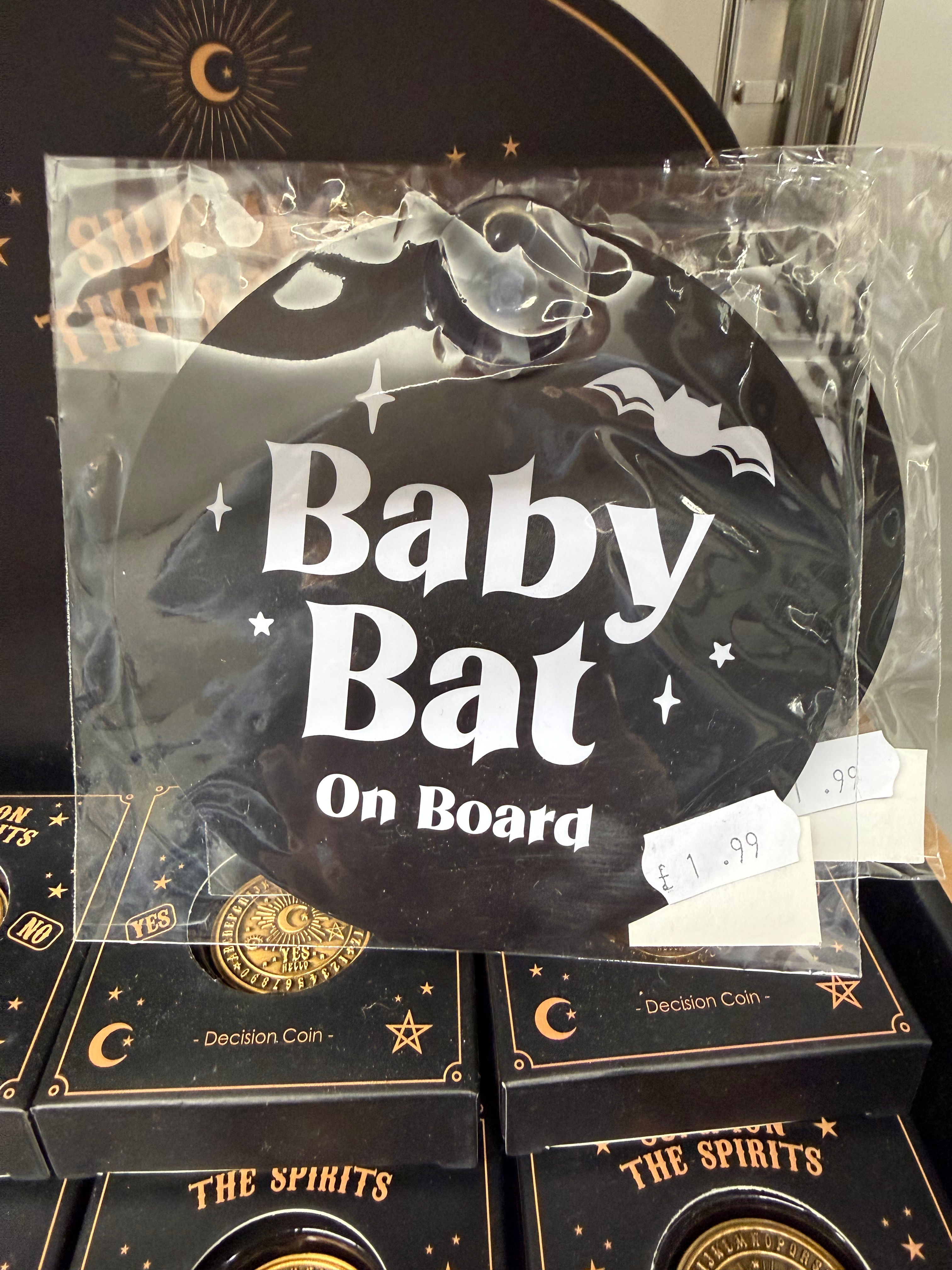 Baby bat on board car sign 