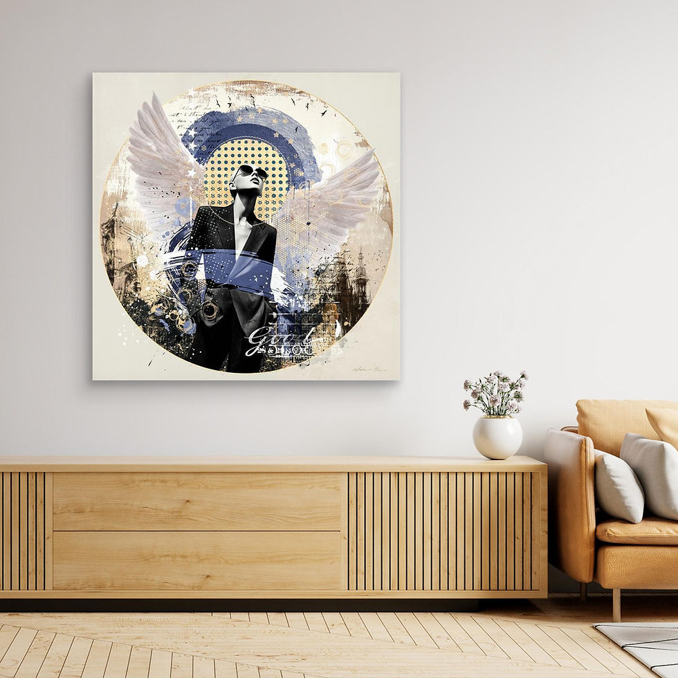 Thumbnail: Retro Circles-  Winged Modern - Canvas Prints