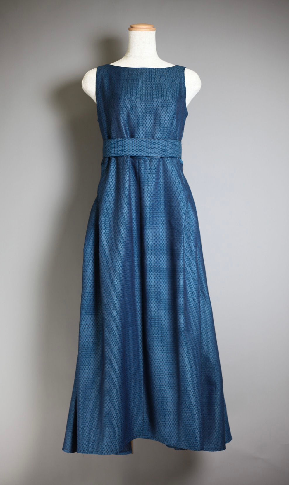 ボートネック紬ドレス　-Boat Neck Dress TSUMUGI -