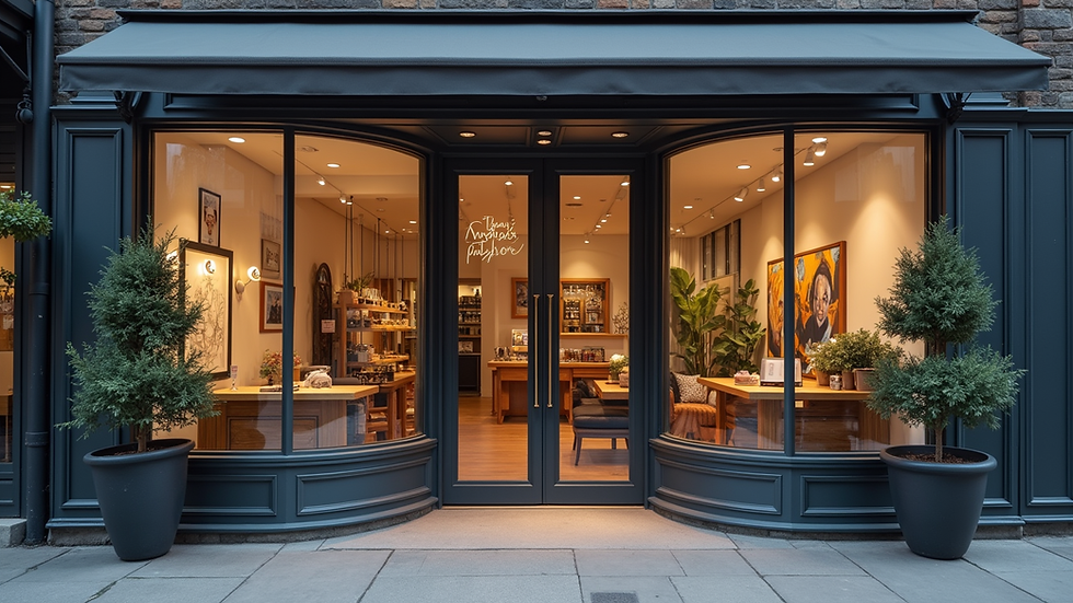 Eye-level view of a small business storefront with a welcoming entrance