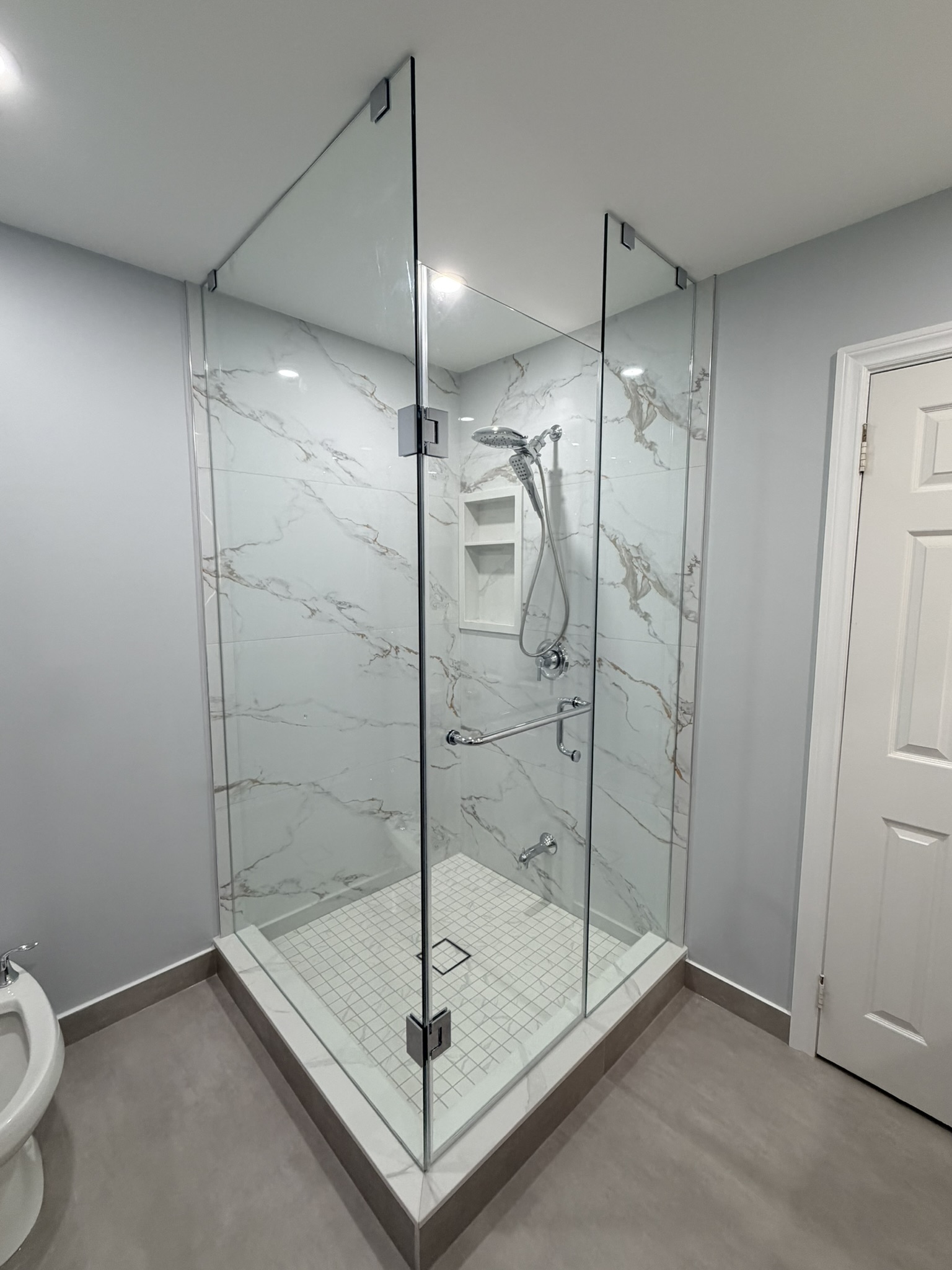 White and gold bathroom renovation 1