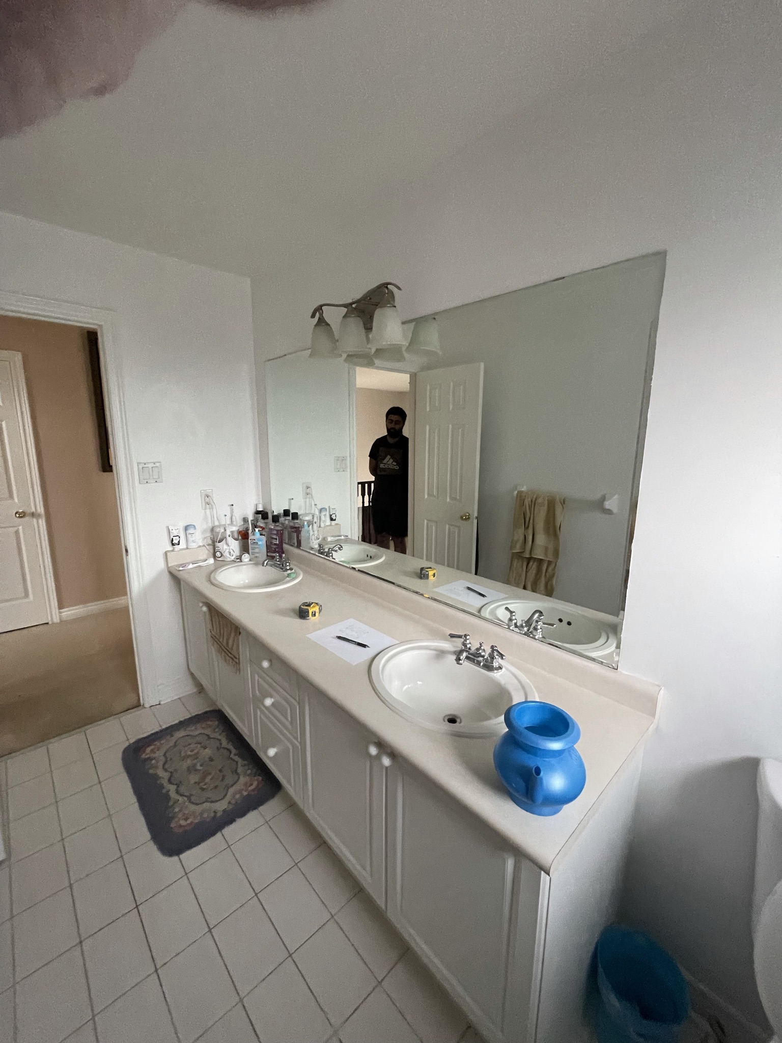 Black and white powder room renovation 1