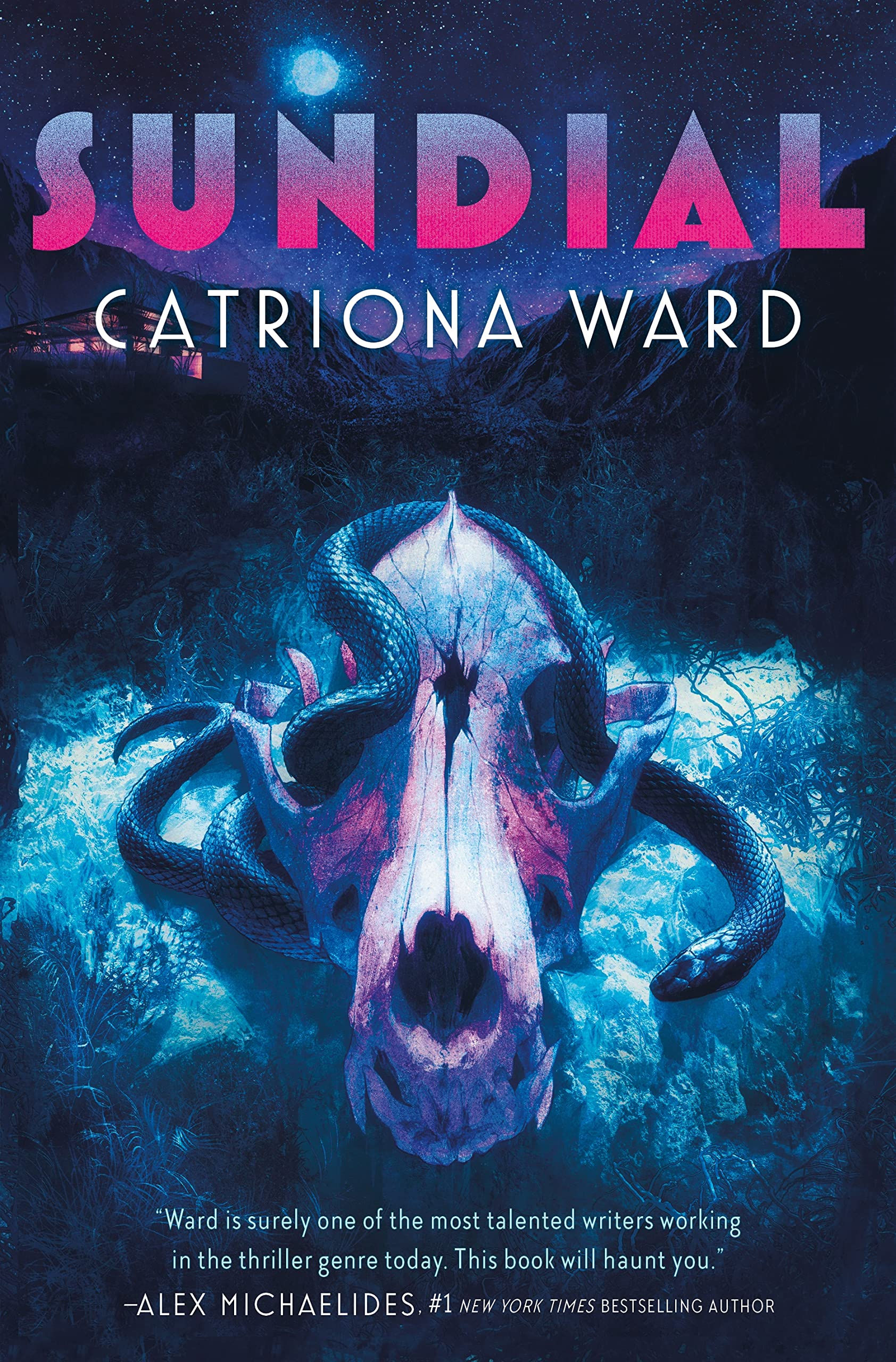 Book cover of Sundial by Catriona Ward featuring a skull