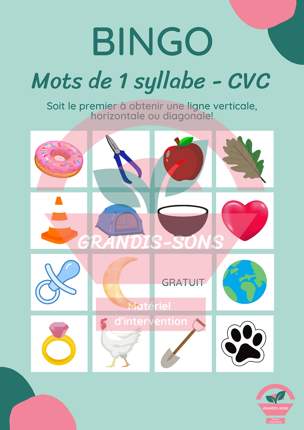 Miniature : Bingo 1 syllabe CVC