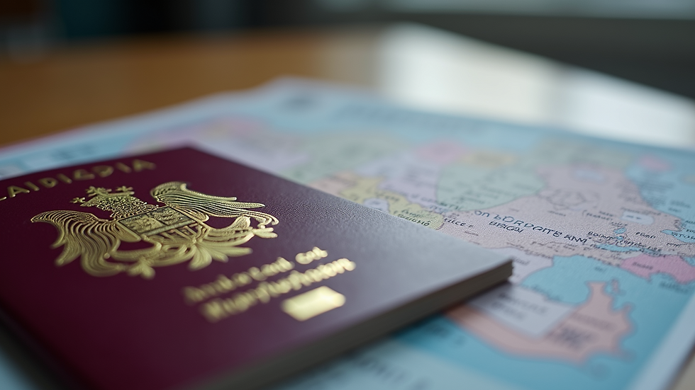 Close-up view of a Canadian passport and visa documents
