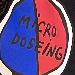 Image is most zoomed in on Sophie's shirt which says "micro doseing"