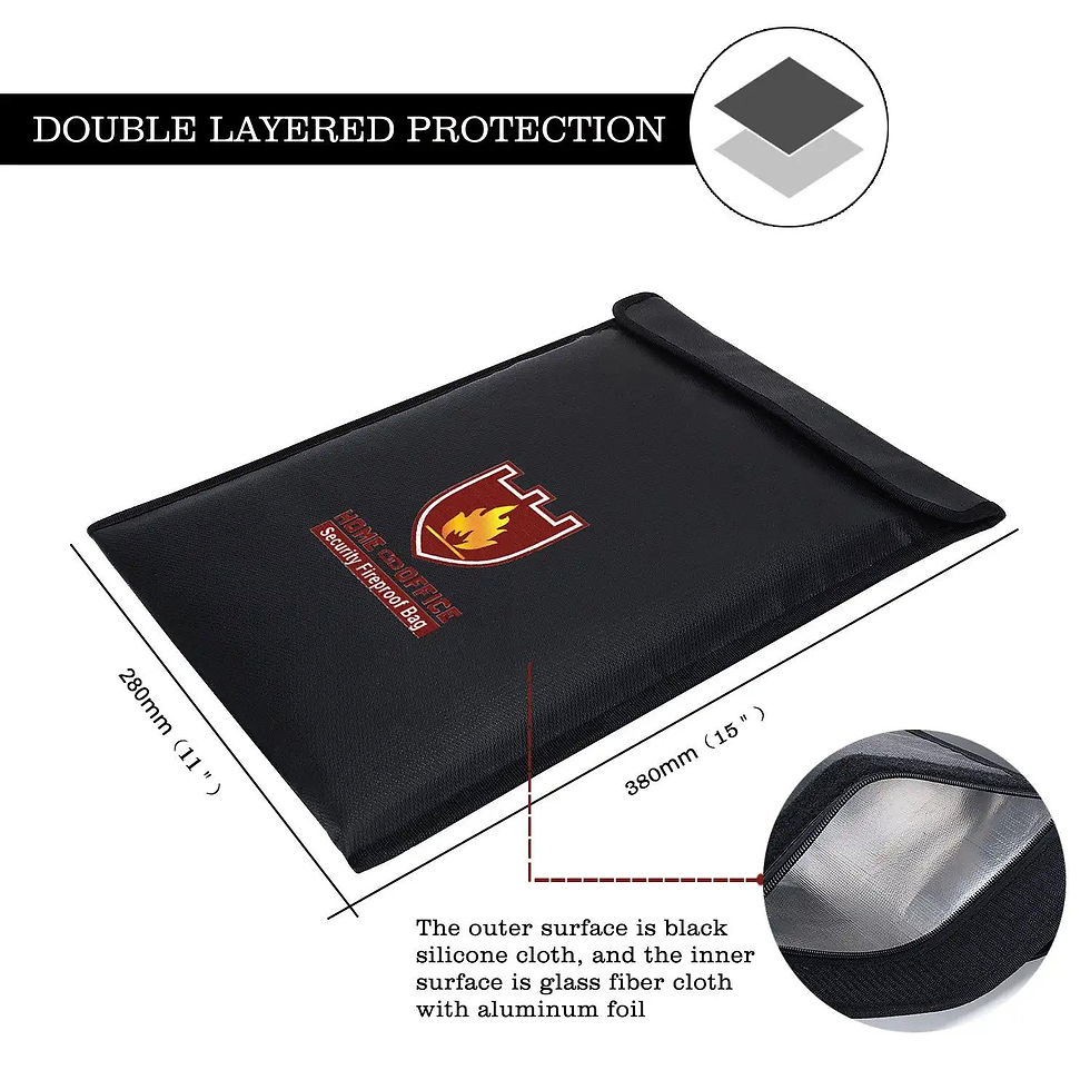 Thumbnail: Fireproof Waterproof Document Folio File Organizer Folder Storage with Zipper