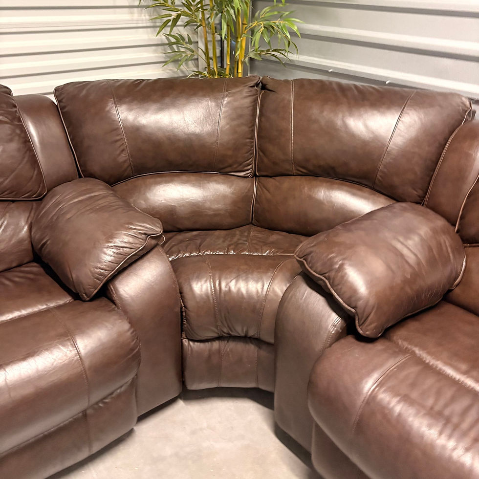 Thumbnail: Brown leather manual recliner sectional