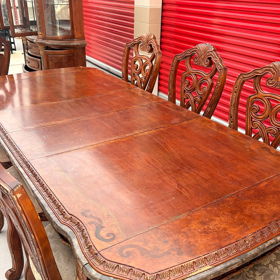Thumbnail: Formal Solid Wood & Marble Dining Set