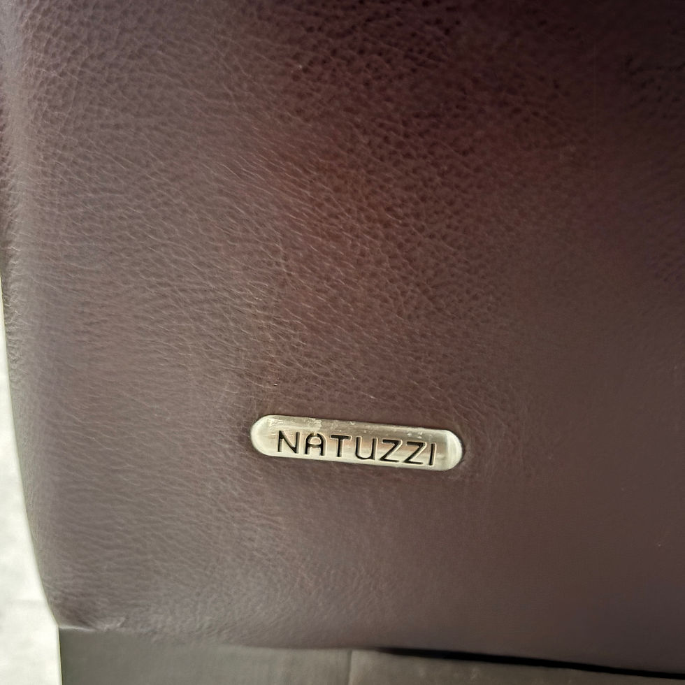 Thumbnail: Natuzzi leather sectional with sofa chair & ottoman 
