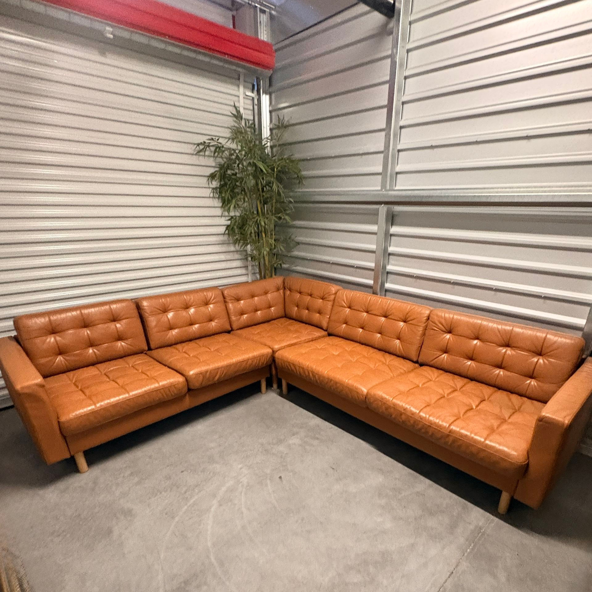 Tan Leather Sectional