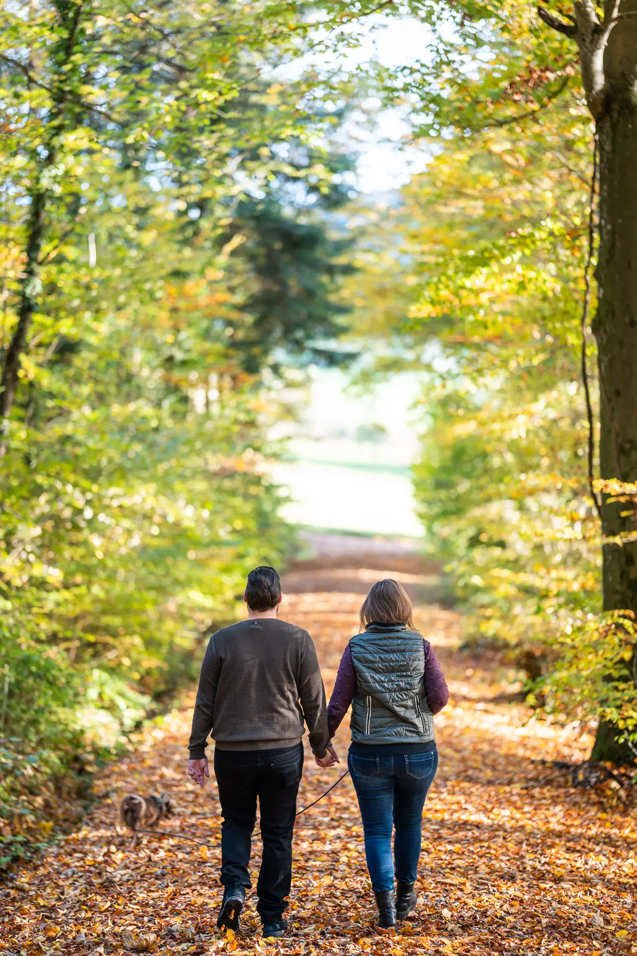 Céline und Lars zwischen goldenem Herbstlaub