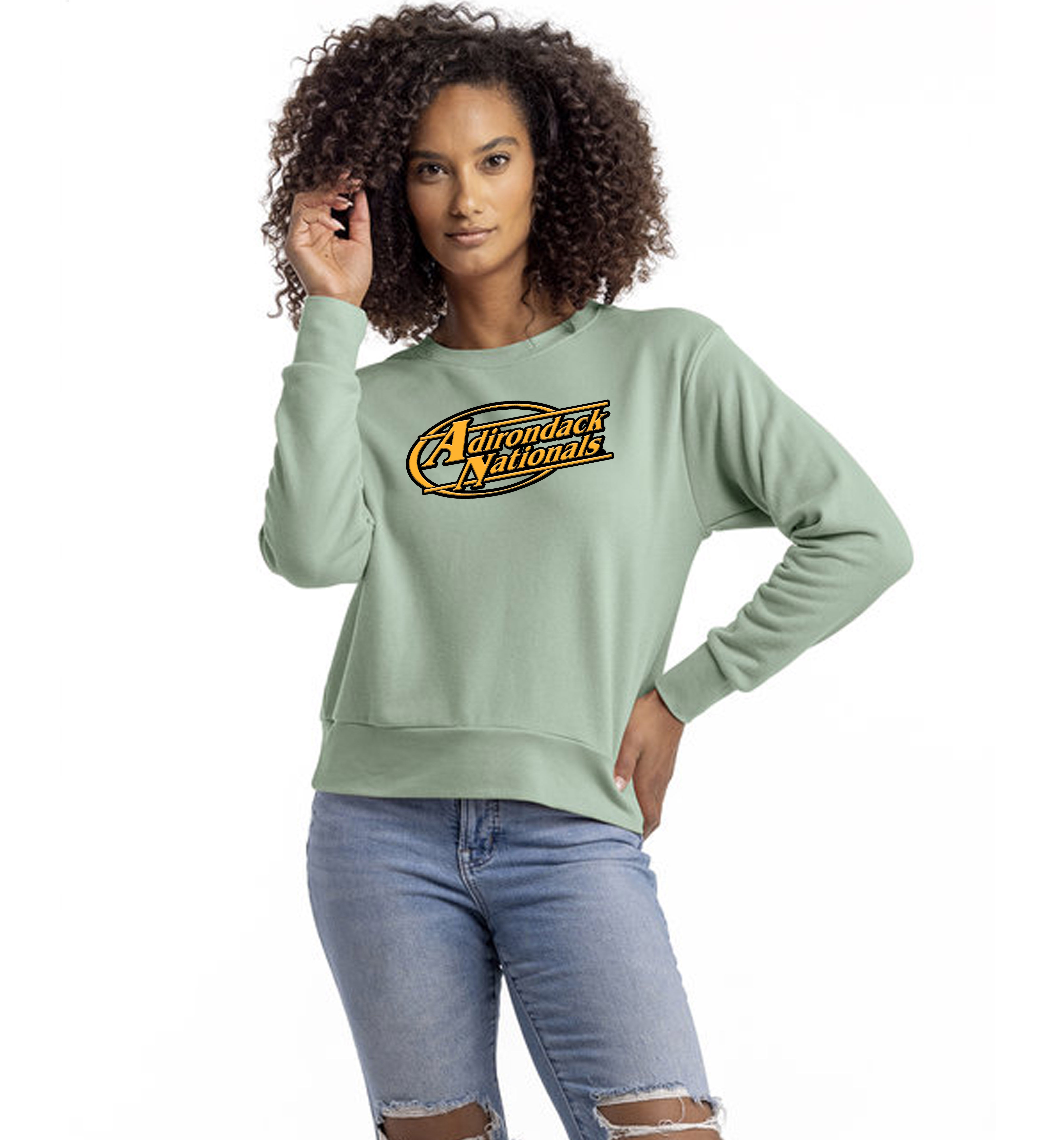 Adirondack Nats Tackle Twill Womens Crewneck Sweatshirt