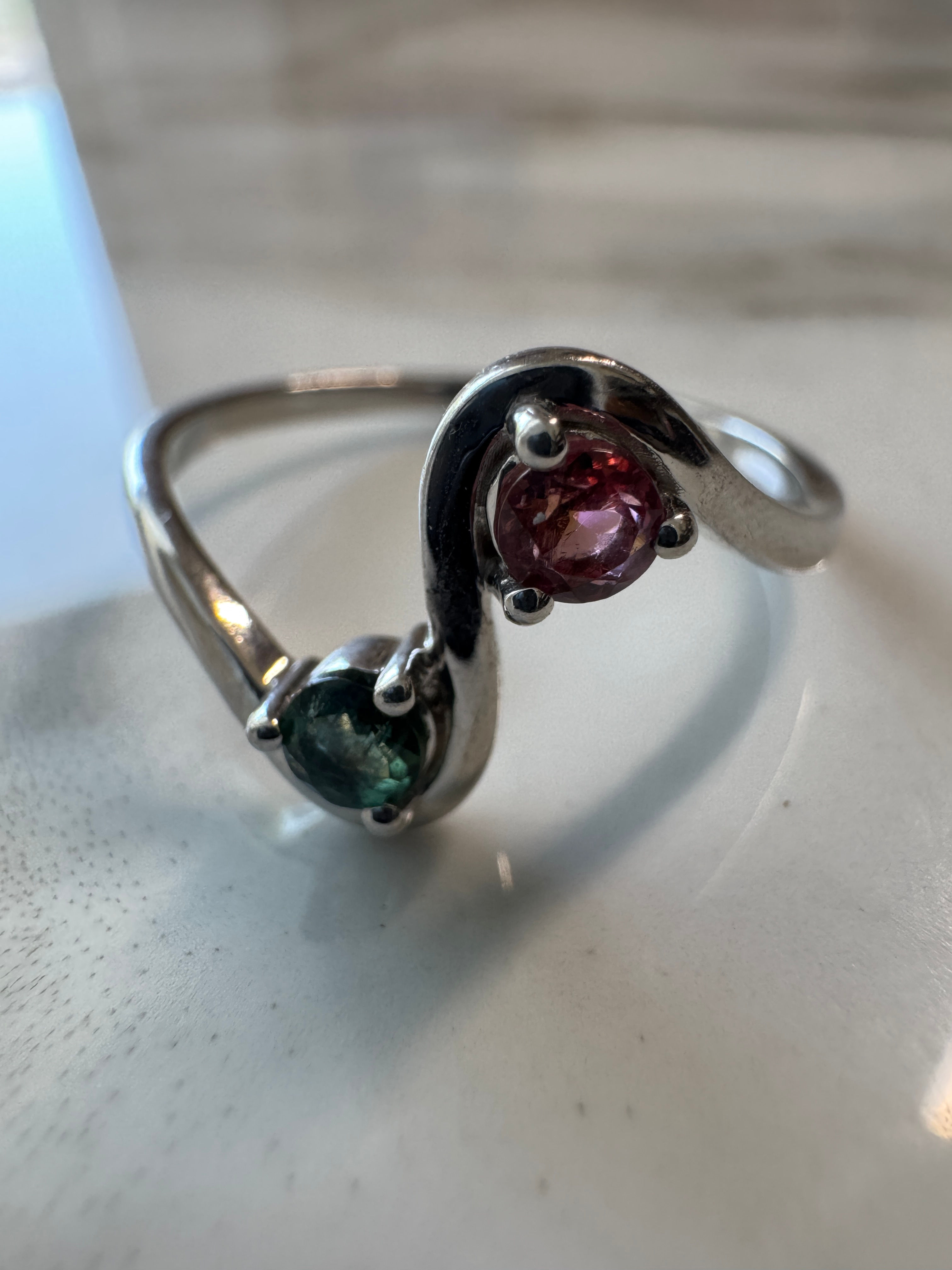 Bicolor Sapphire & Rubellite Ring, Size 9
