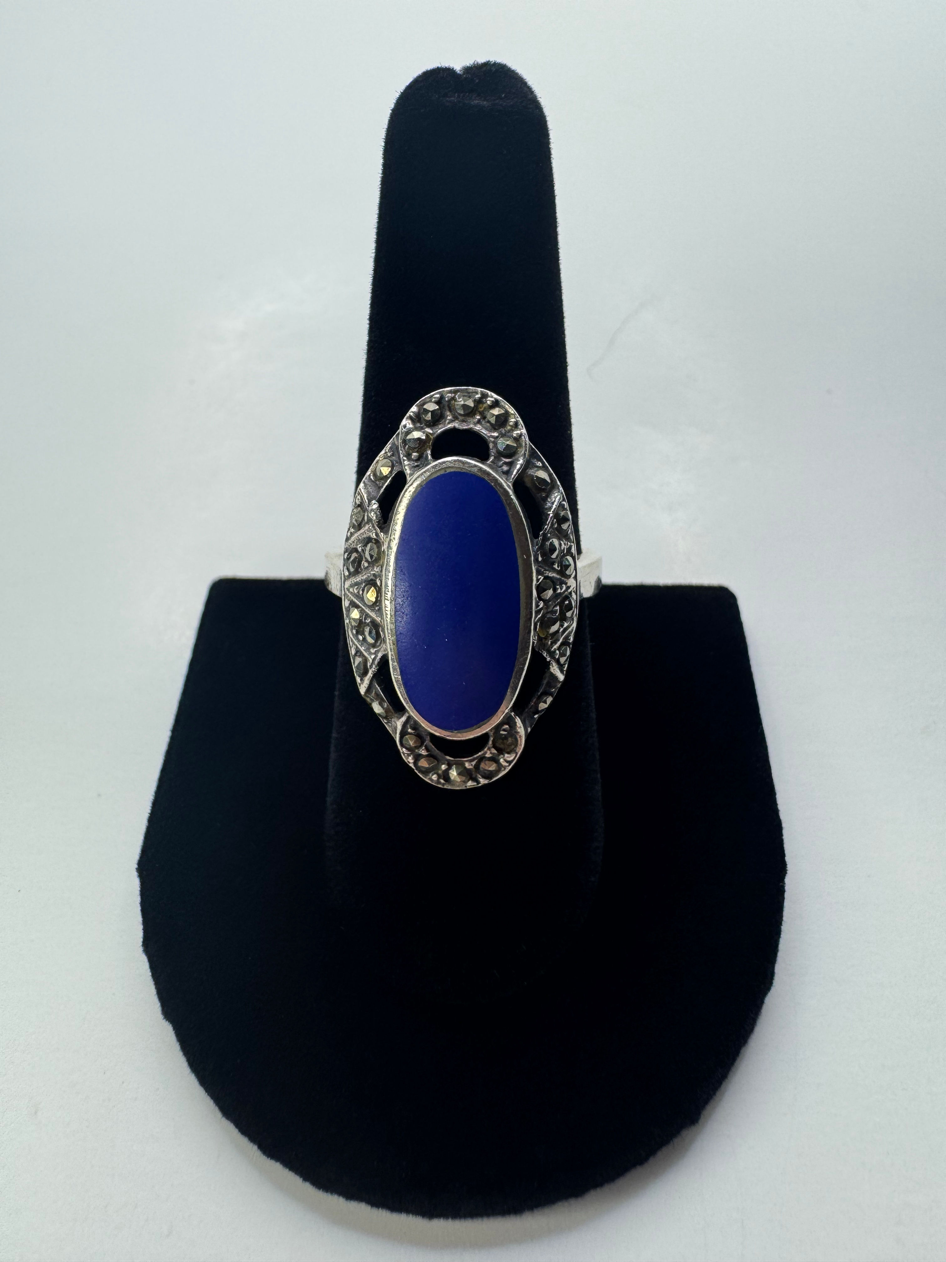 Lapis Lazuli & Marcasite Silver Ring