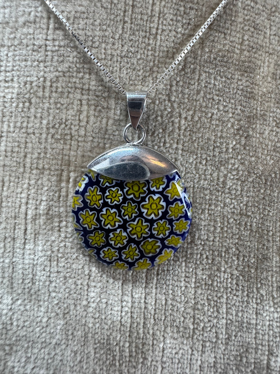 Thumbnail: Millefiori Glass Silver Necklace 