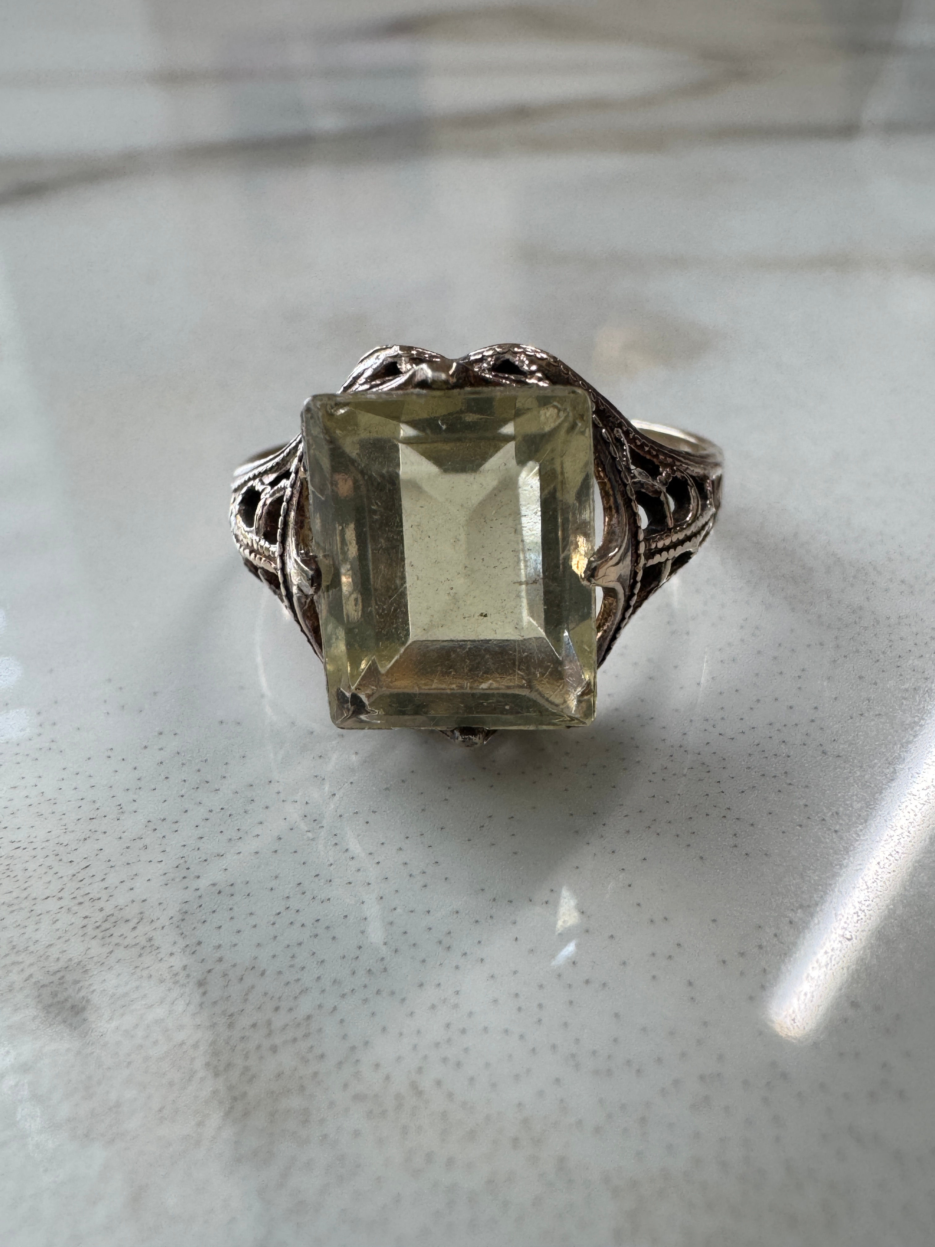 Antique Created Citrine Ring, Size 6