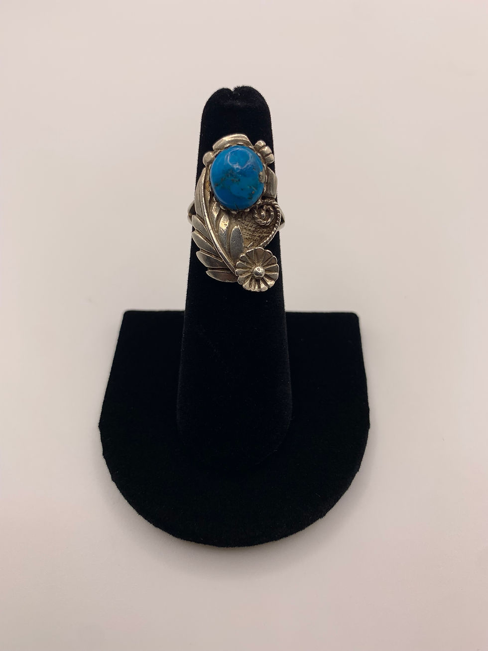 Turquoise Feather & Flower Ring