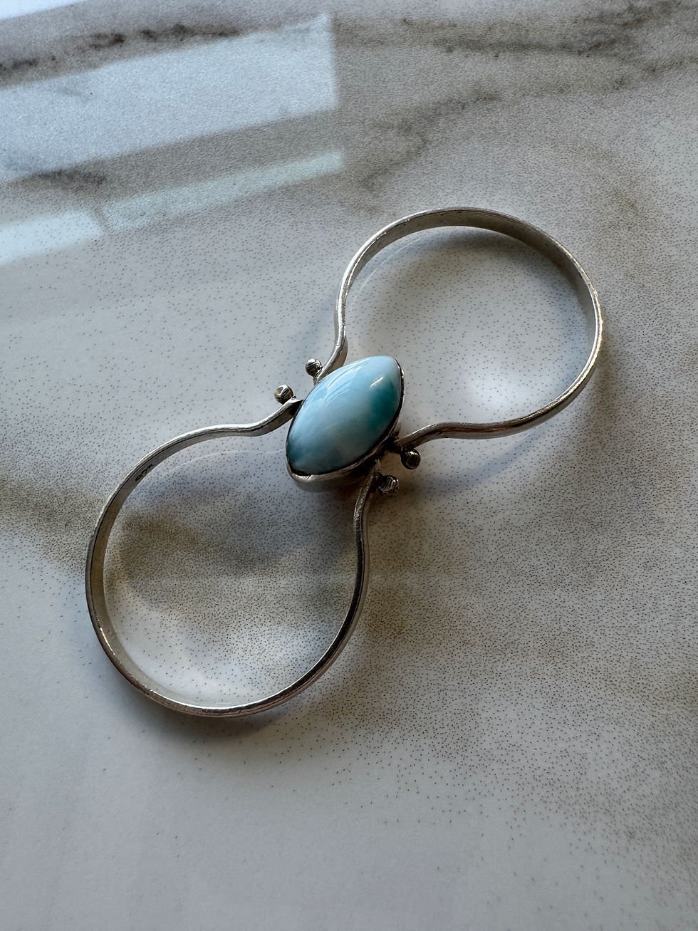 Thumbnail: Larimar & Amber Flip Ring, Size 11