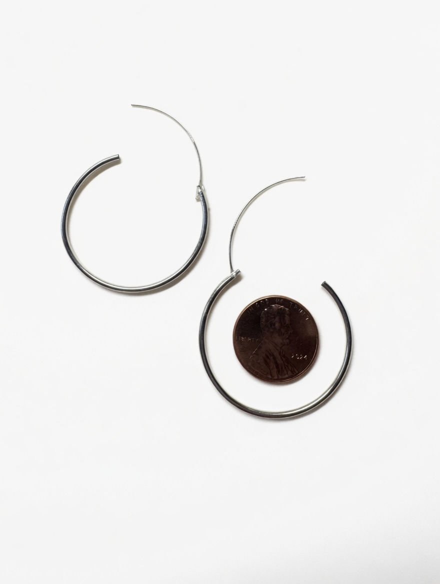 Thumbnail: 35mm Hollow Seamless Sterling Silver Hoops