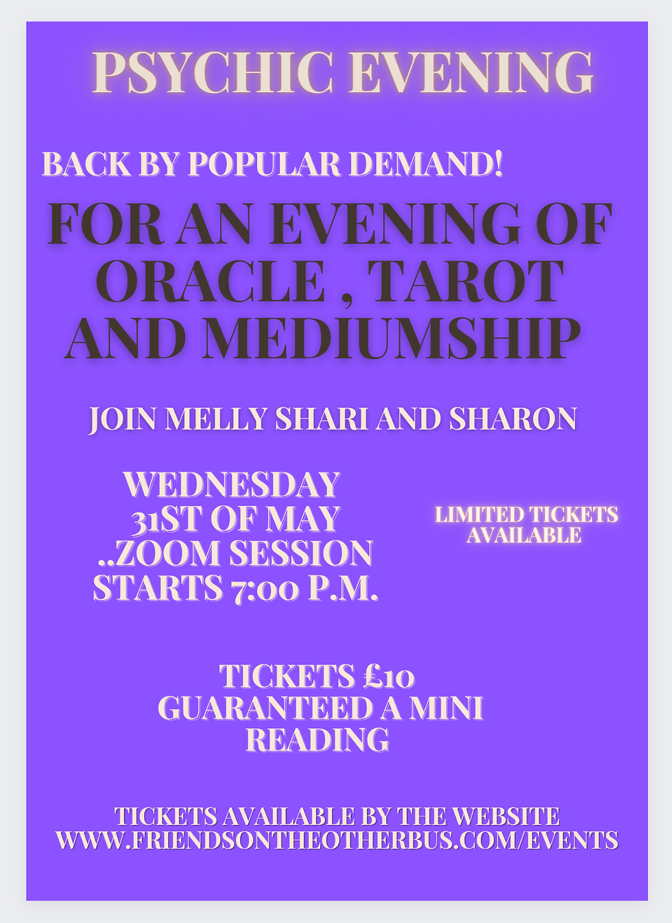 Psychic evening 31st of May.