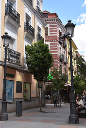 Les jolies façades de la Calle de las Huertas dans le quartier de Las Letras à Madrid