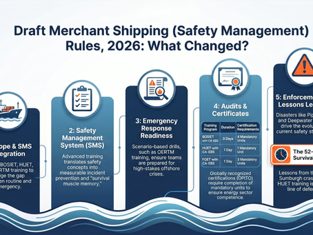 infographic titled “India’s Draft Safety-Management Certification Pathway”. Show the flow from Company SMS to DOC / DDOC, then to SMC / SSC, with annual or intermediate audit checkpoints and interim certificate branches for new companies or vessels. Make it look like a regulatory workflow chart for maritime operators.