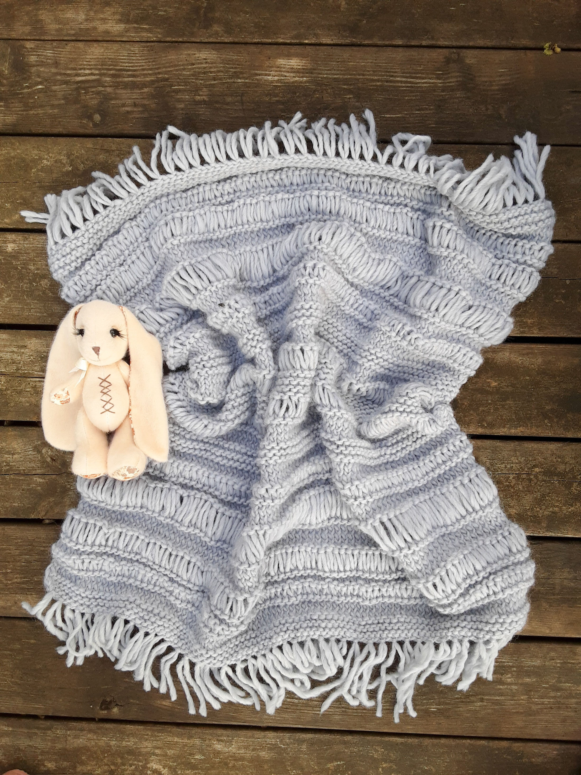Light Blue/Gray Baby Boho Blanket