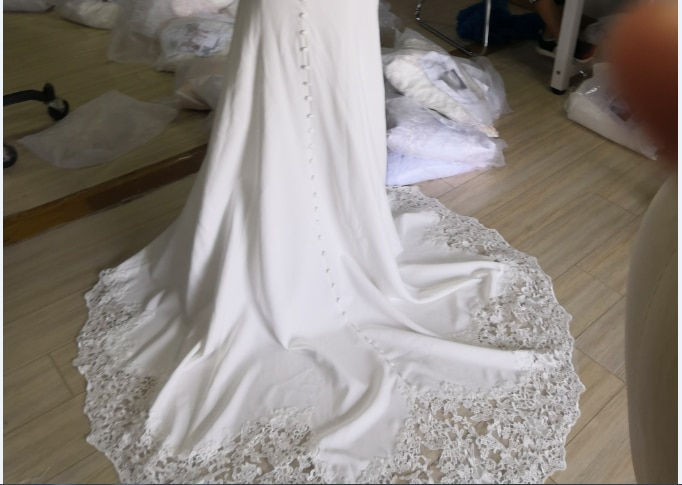 Miniaturbild: LORIE Sexy Meerjungfrau Hochzeit Kleid Ärmellose Spitze Zurück Boho Brautkleid