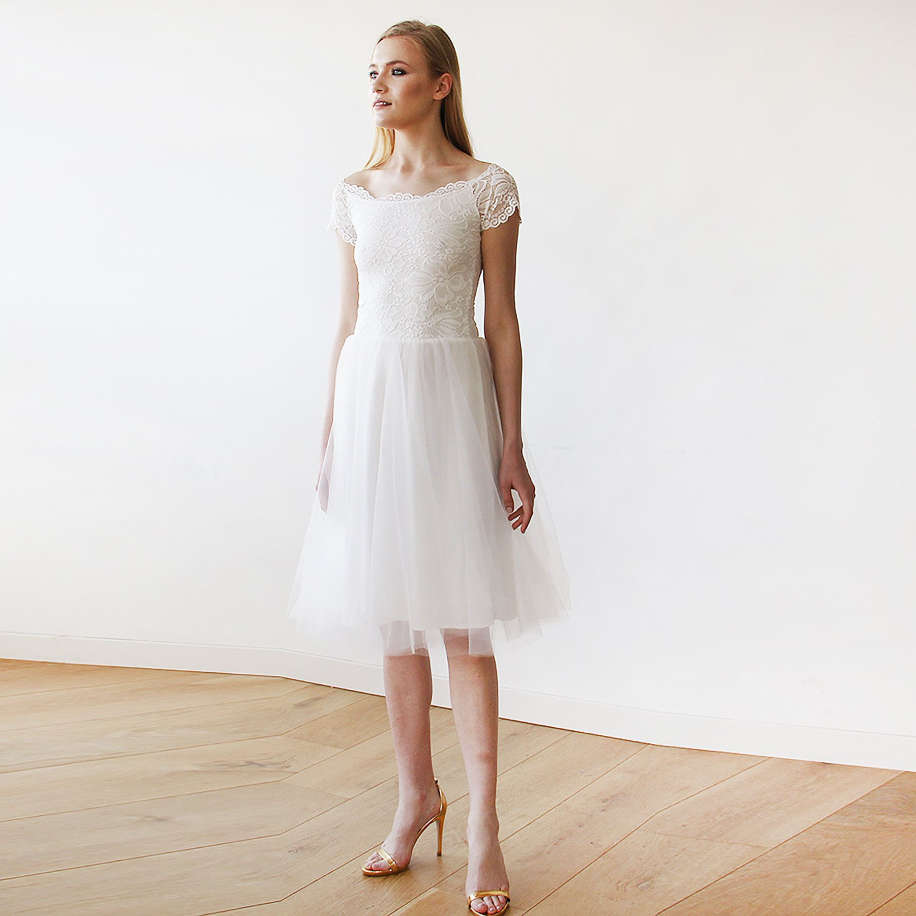 Midi Wedding Dress Off-The-Shoulders