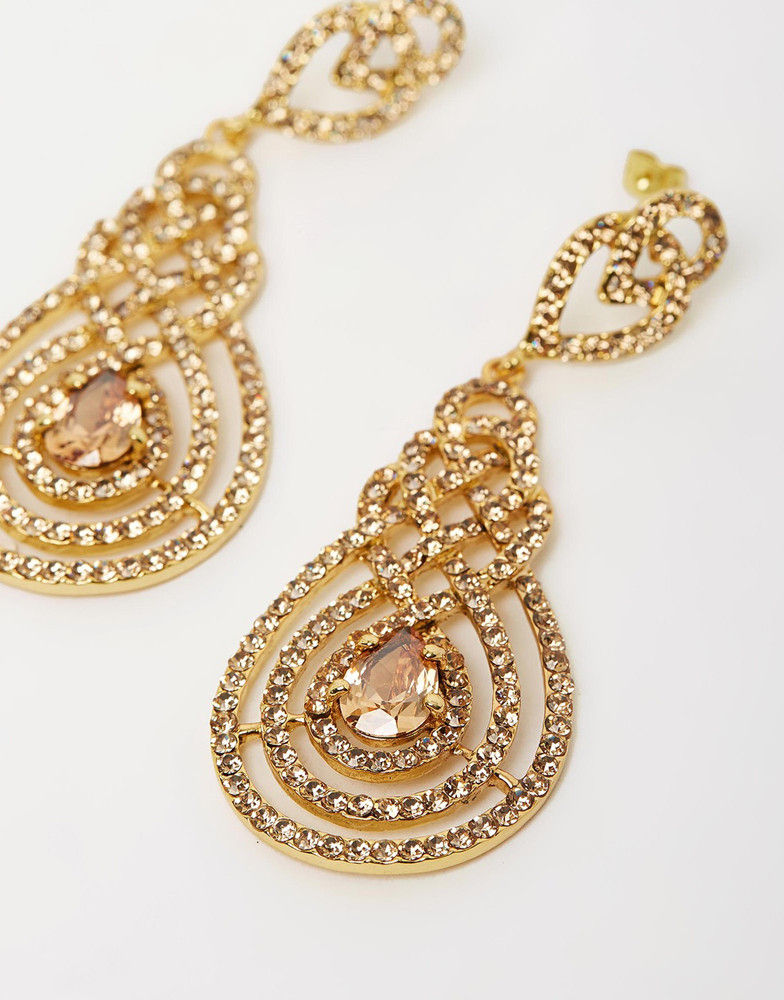 Miniatura: Izoa Nouveau Crystal Earrings Rose Gold Peach