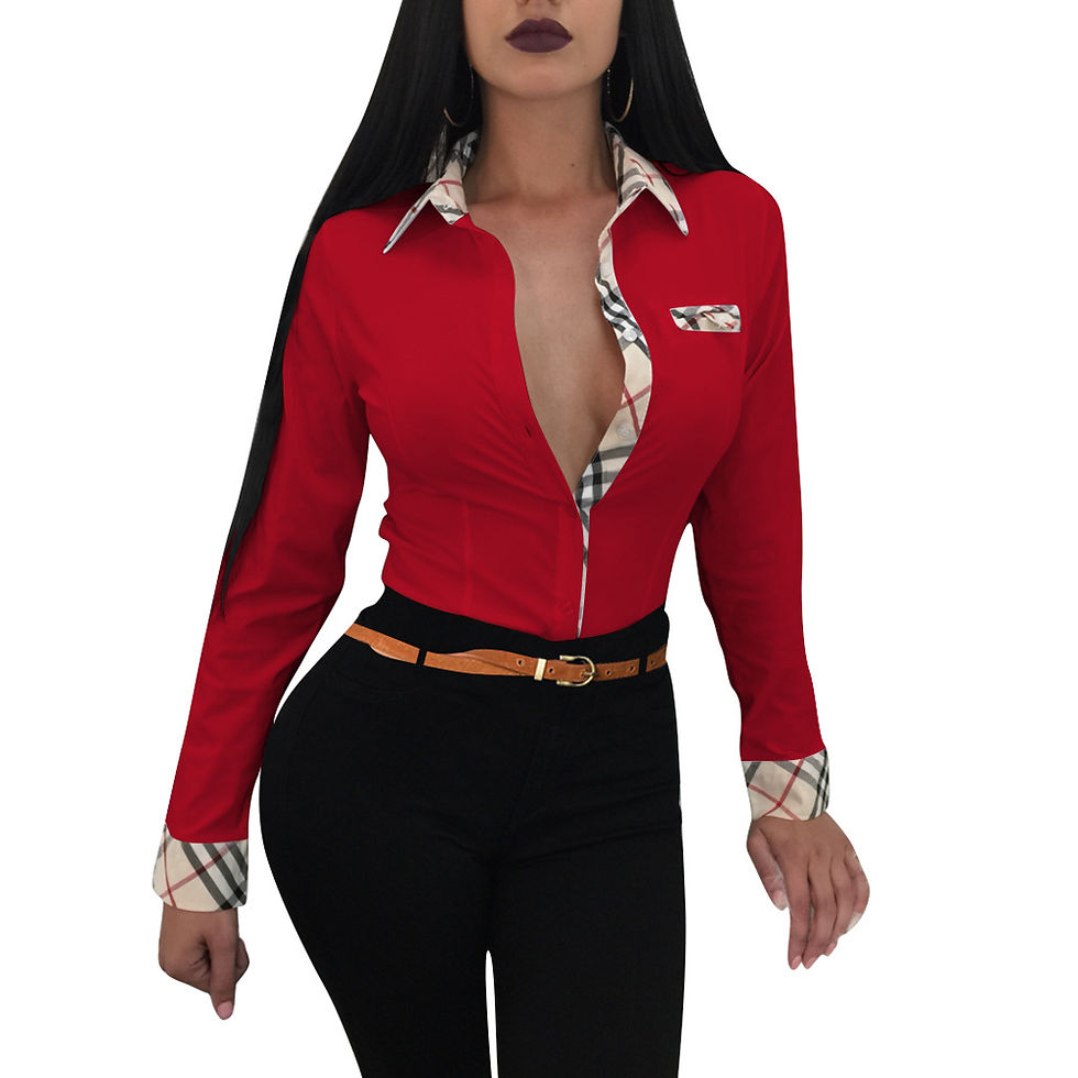 Miniaturbild: Custom Logo Elegant Ladies Vintage Tops Long Sleeve Plus Size Office